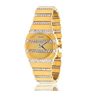 Piaget 18K Yellow Gold Round Dial Diamond Polo Watch