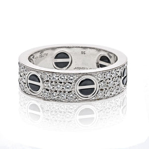 Cartier 18K White Gold Love Diamond Ceramic Ring