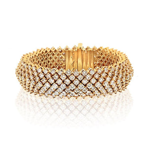 18K Yellow Gold 21 Carat Diamond Carpet Bracelet