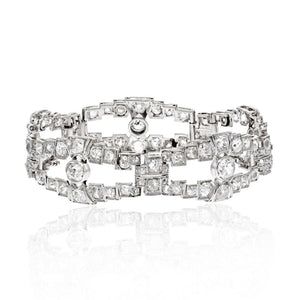 Platinum 20 Carats Old Mine Open Link Bracelet