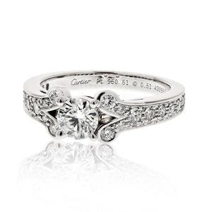 Cartier Platinum Ballerine Solitaire  0.51ct Round Diamond Ring