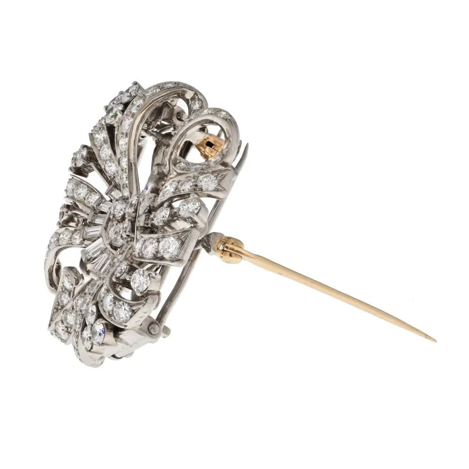 Tiffany & Co. Platinum 7.20cttw Diamond Double Clip Brooch – The