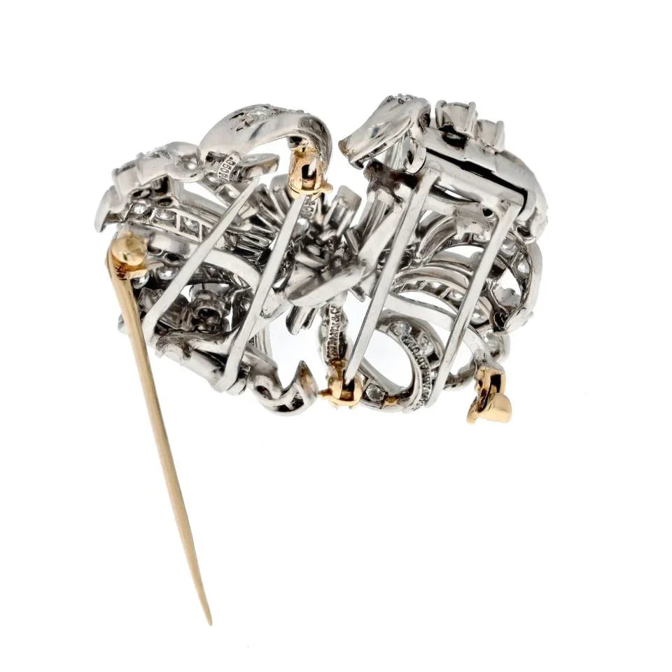 Tiffany & Co. Platinum 7.20cttw Diamond Double Clip Brooch – The