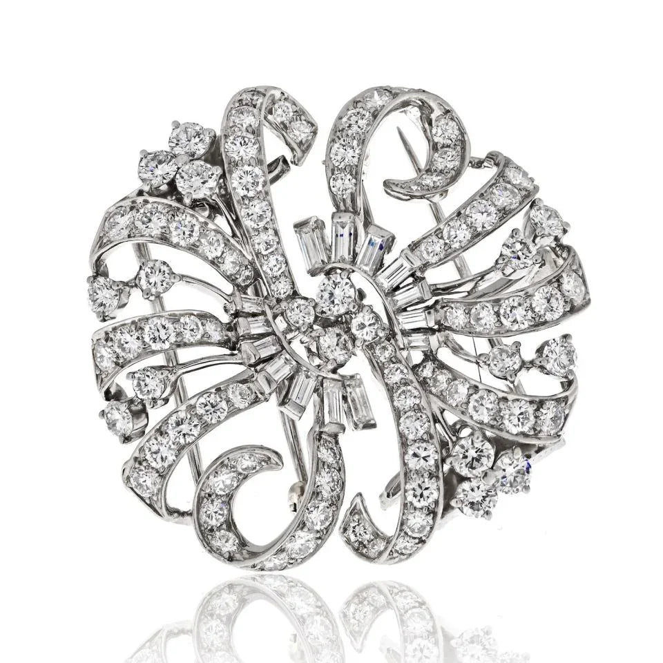 Tiffany & Co. Platinum 7.20cttw Diamond Double Clip Brooch – The