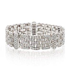 18K White Gold 10.00cttw Five Row Diamond Link Ladies Bracelet