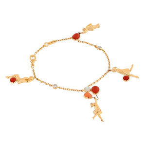 Van Cleef & Arpels 18K Rose Gold Mercredi A Paris Coral 4 Charm Bracelet