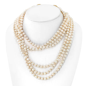 Graff 18K Yellow Gold Multi Strand Pearl Double Lion Necklace