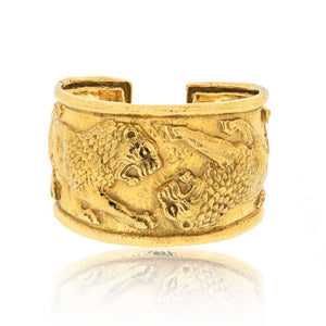 David Webb Platinum & 18K Yellow Gold Double Lion Cuff Bracelet