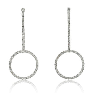 18K White Gold 5.92cttw Round Cut Diamond Dangling Earrings