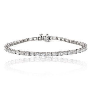 18K White Gold 7.35cttw Emerald Cut Diamond One Line Bracelet