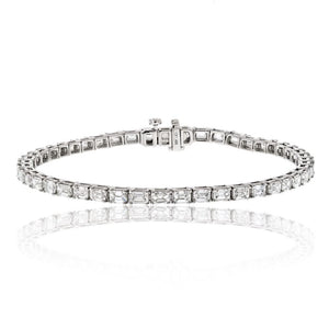 18K White Gold 7.35ct Emerald Cut Diamond One Line Bracelet