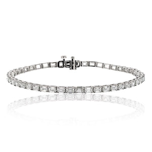 18K White Gold 7.35cttw Emerald Cut Diamond One Line Bracelet