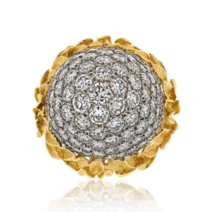 18K Yellow Gold Bombe 10.00cttw Diamond Ring