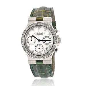 Bvlgari 18K White Gold CHW 35G Diagono Diamond Women Watch