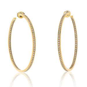 Cartier 18K Yellow Gold 5.00cttw Round Diamond Large Hoop Earrings