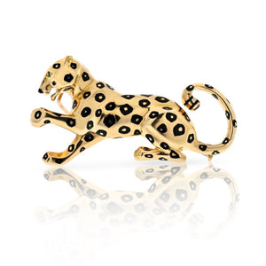 Cartier Platinum & 18K Yellow Gold Panthere Spotted Lacquer Brooch