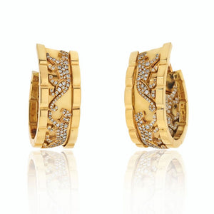 Cartier Platinum & 18K Yellow Gold Walking Pantheres Diamond Hoop Earrings