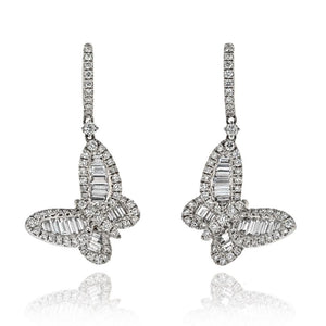 18K White Gold 3.50cttw Diamond Butterfly Earrings