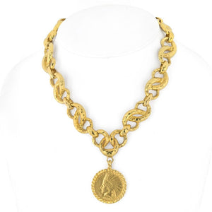 David Webb Platinum & 18K Yellow Gold Hammered Coin Necklace