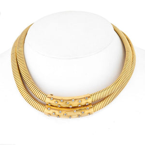 Van Cleef & Arpels Retro 18K Yellow Gold Retro Double Tubogas Two Row Choker Necklace