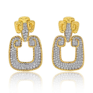 David Webb Platinum & 18K Yellow Gold 10.02cttw Calista Diamond Earrings