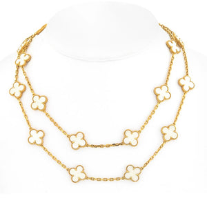 Van Cleef & Arpels Alhambra 18K Yellow Gold 20 Motif Circa 1985 White Coral Necklace