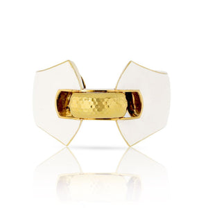 David Webb Platinum & 18K Yellow Gold Lilian Cream Enamel Bracelet