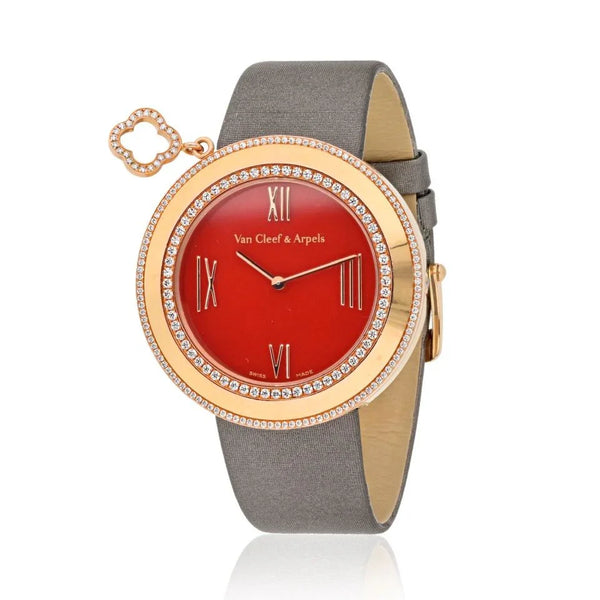 Van Cleef & Arpels 18K Rose Gold Charms Carnelian Dial 38mm