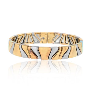 Marina B. 1987 Two Tone Cuff Bangle Bracelet