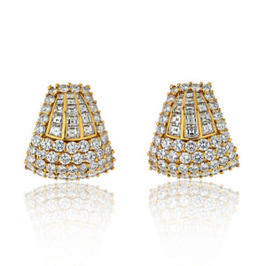 18K Yellow Gold 18.00cttw Round And Asscher Cut Diamond Earrings