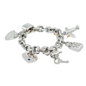 Louis Vuitton 18K White Gold 6 Charm Link Bracelet