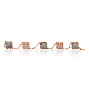 Van Cleef & Arpels Alhambra 18K Rose Gold 5 Motif MOP Gold Clovers Bracelet