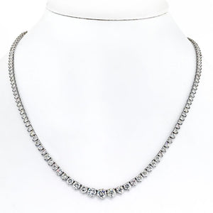 14K White Gold 14.00cttw Round Diamond Graduated Necklace