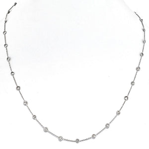 Platinum 3.40cttw Round Diamond By The Yard Chain Necklace