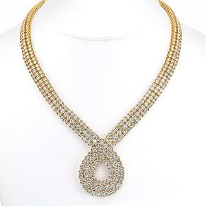 18K Yellow Gold Scrolling At The Front 48.00cttw Diamond Necklace