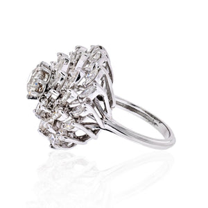 Circa 1950's Platinum 1.30 carat Old European Cut, Marquise Cluster Diamond Ring