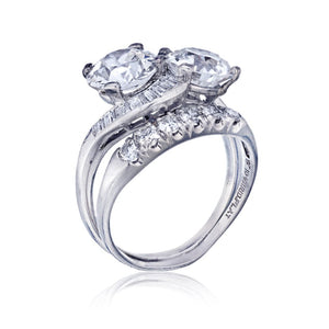 Platinum Old European Cut 6 carat tw Bypass Ring