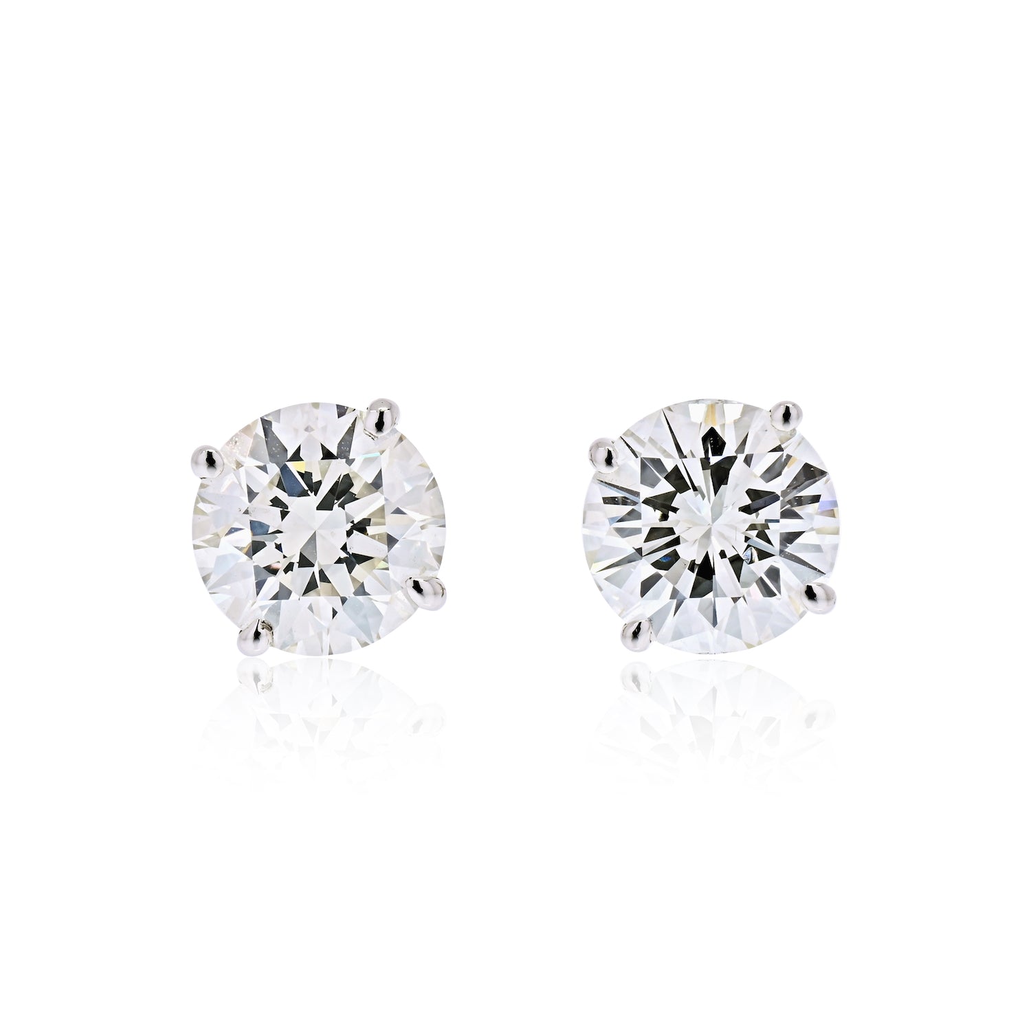 2.02 cttw Round Diamond Stud Earrings (I, VS2-SI1, GIA) - The Back Vault