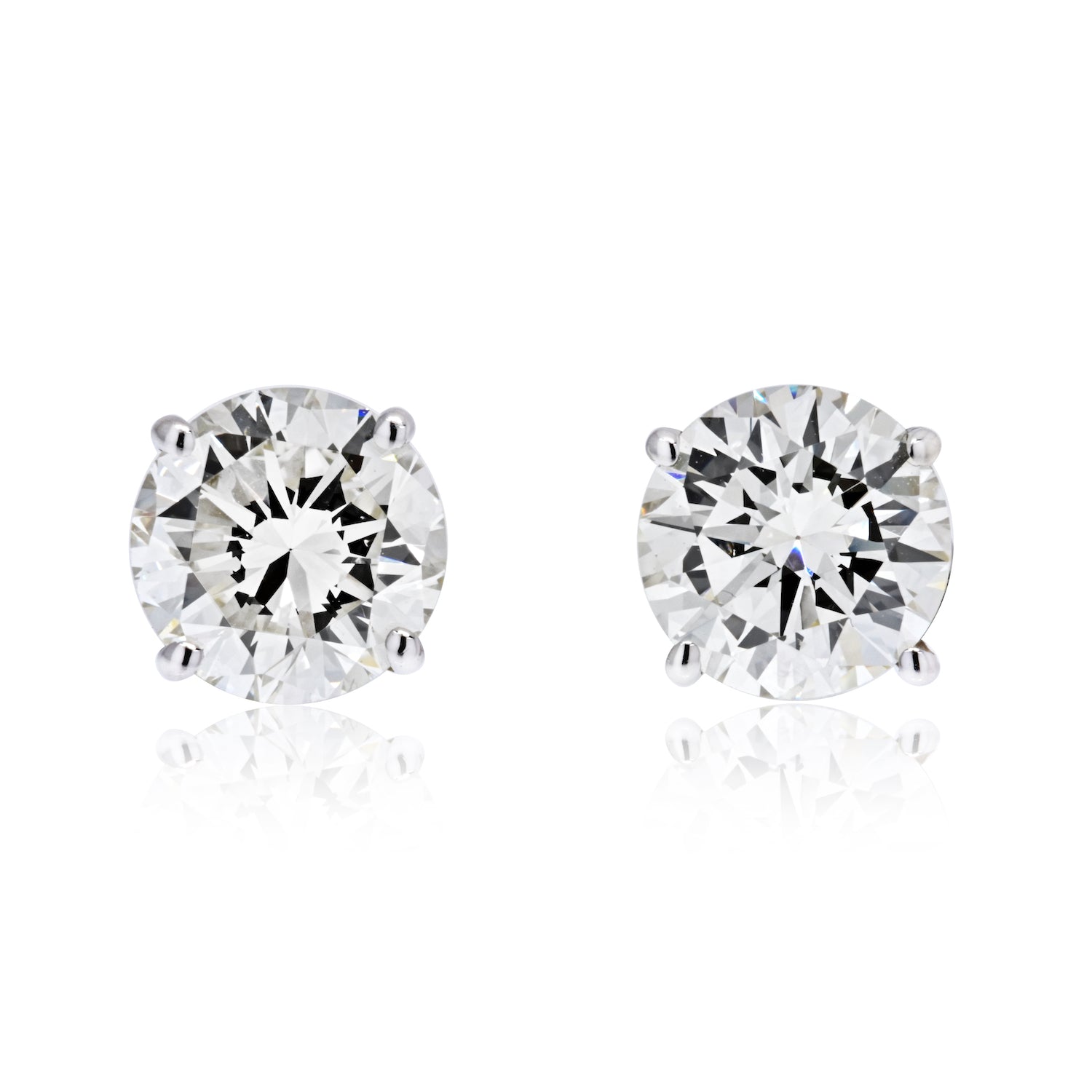 2.98 cttw Round Diamond Stud Earrings (L, VS1, GIA) - The Back Vault