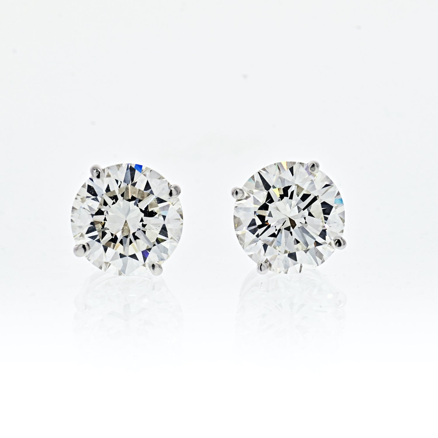 4.07 cttw Round Diamond Stud Earrings (F-G, SI2, GIA) - The Back Vault