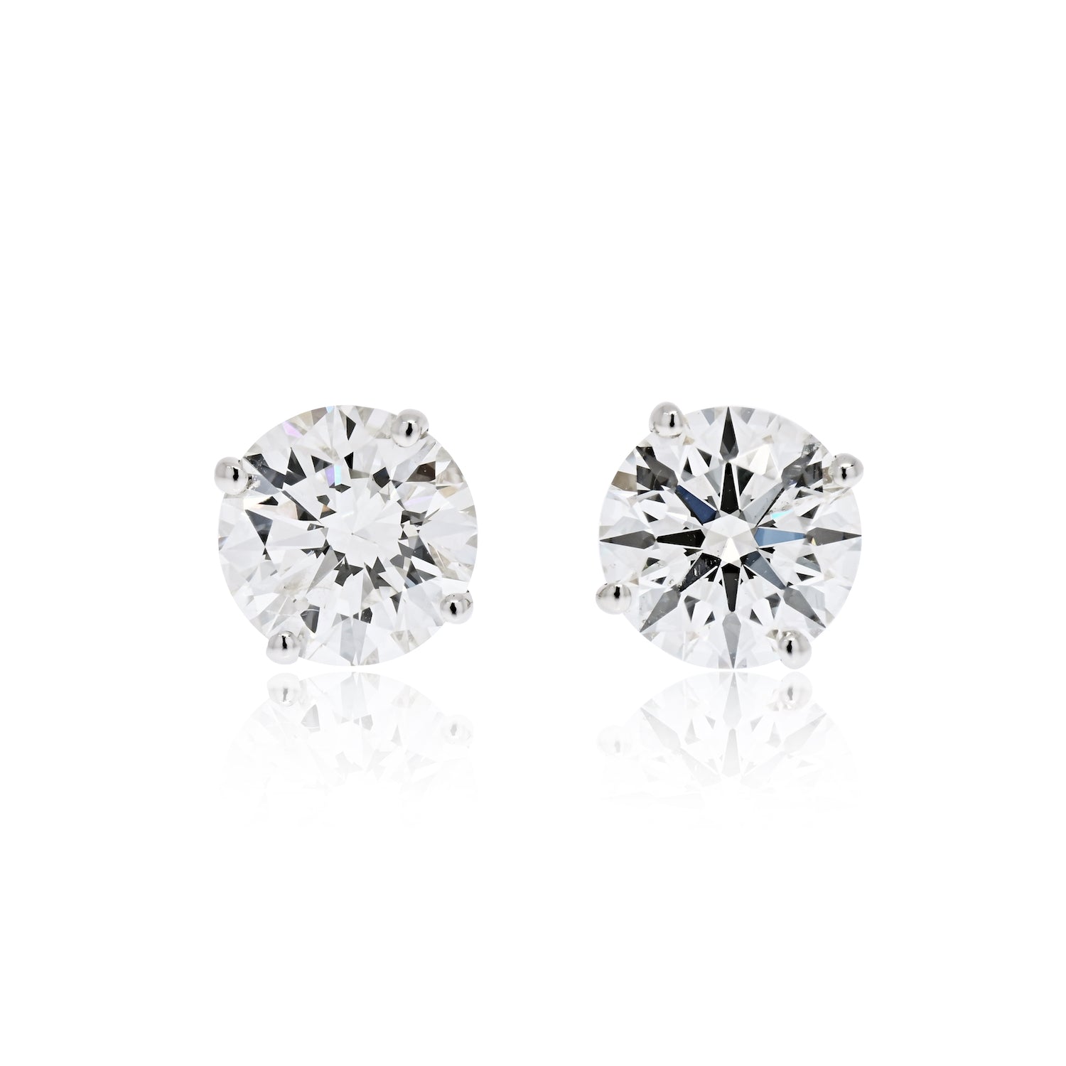 2.24 cttw Round Diamond Stud Earrings (F-H, SI2, GIA) - The Back Vault