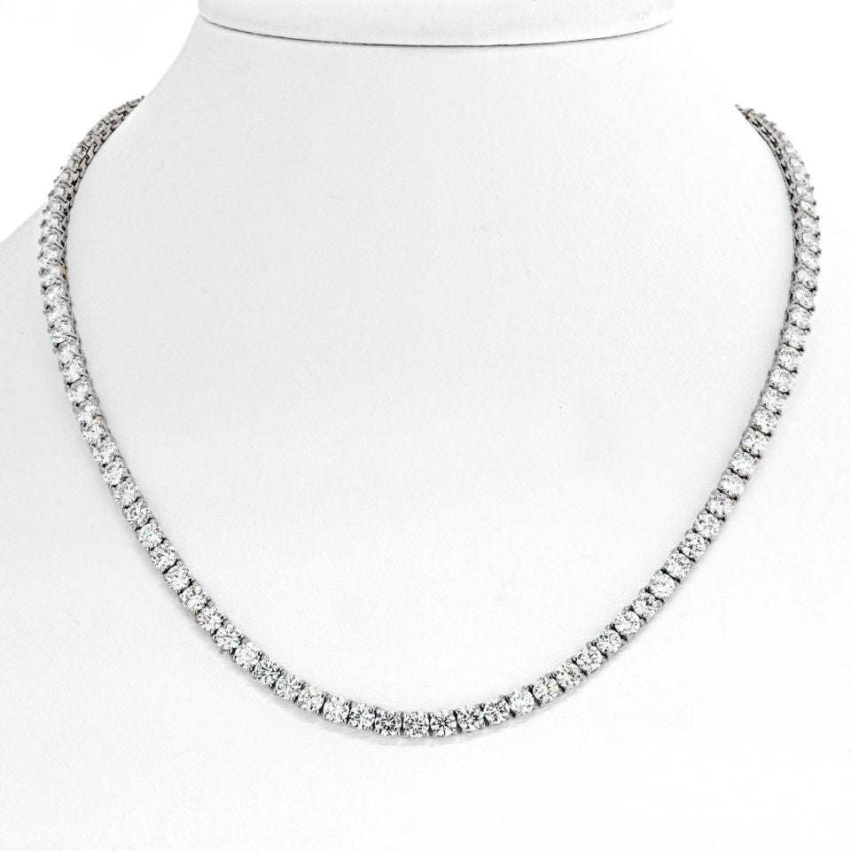 14K White Gold 22.86cts Diamond Tennis Necklace - The Back Vault