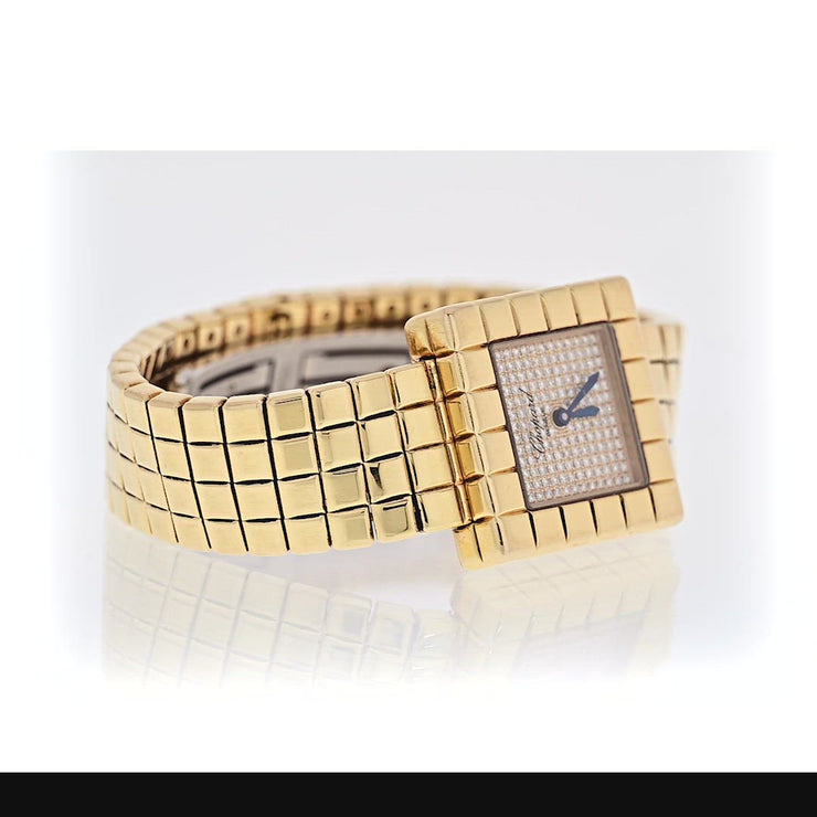 Chopard 18K Yellow Gold Ice Cube Square Diamond Dial Watch