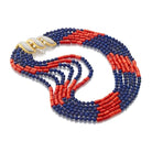 David Webb Platinum & 18K Yellow Gold Multi-Strand Lapis, Coral Necklace - The Back Vault