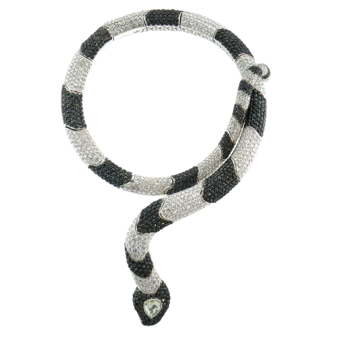 De Grisogono 18K White Gold White & Black Diamond Snake Necklace - The Back Vault