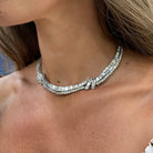 23 Carat Bagutte And Round Diamond Platinum Collar Bridal Necklace