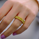 14.28 Carats Fancy Yellow Cushion Cut 18K Yellow Gold Eternity Band - The Back Vault